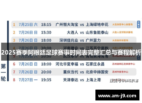 2025赛季阿根廷足球赛事时间表完整汇总与赛程解析 2025赛季阿根廷足球赛事时间表完整汇总与赛程解析